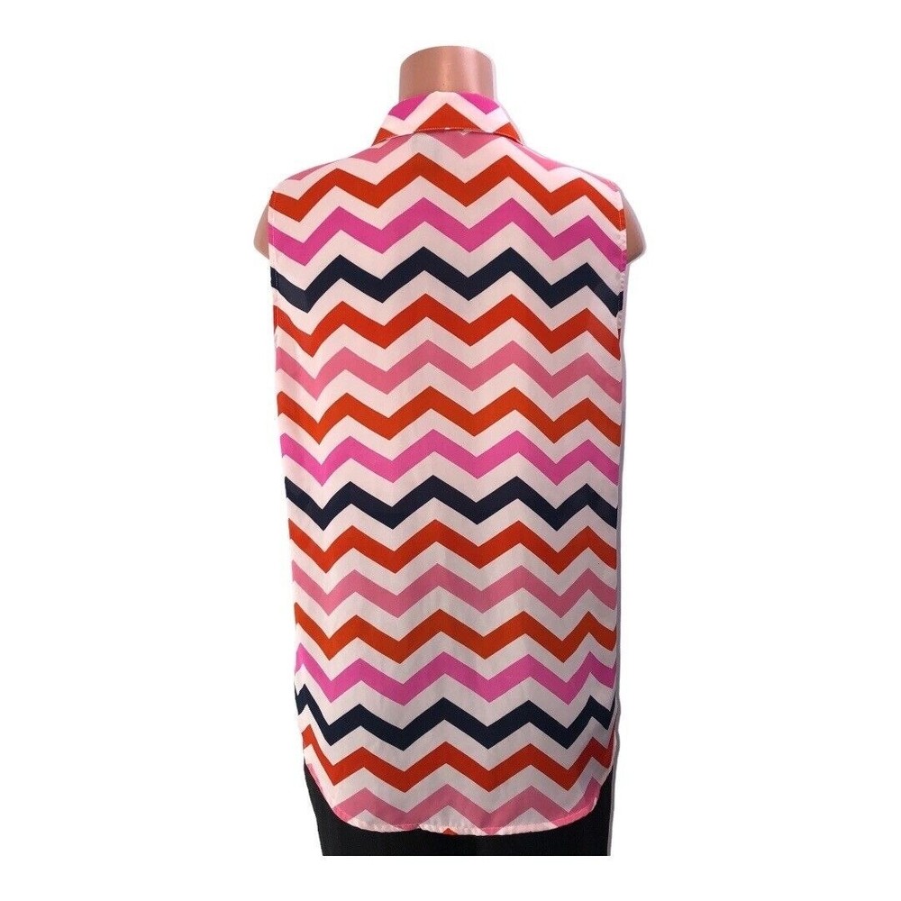 New Direction Size XL tunic blouse flowy Pink/white floral sleeveless v … - Picture 7 of 12